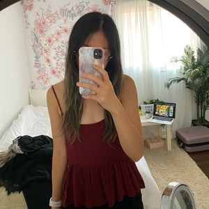 Aritzia talula burgundy top